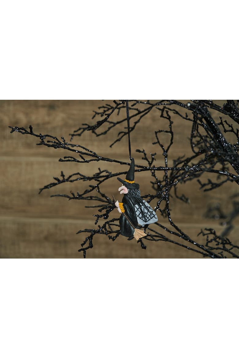 Flying Gerdy Witch on Broom Halloween Joe Spencer Gathered Traditions Ornament, Alternate, color, Black