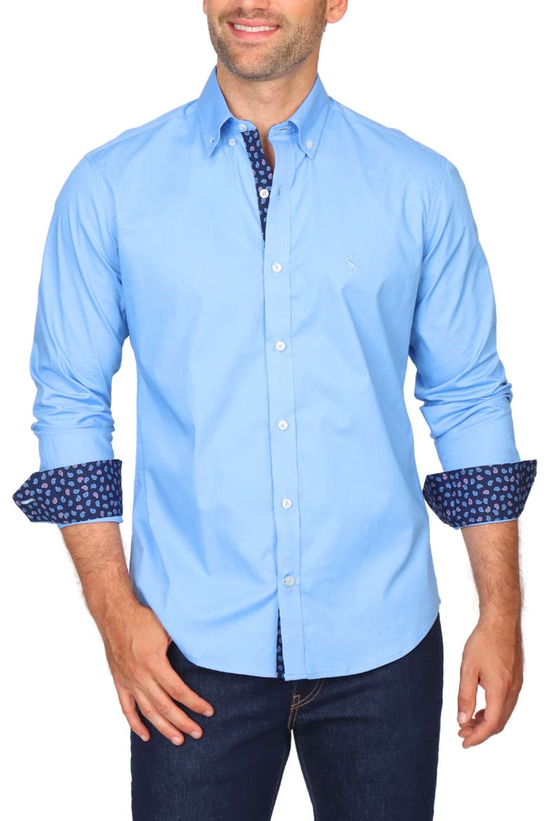 Solid Stretch Button-Down Shirt, Alternate, color, LIGHT BLUE