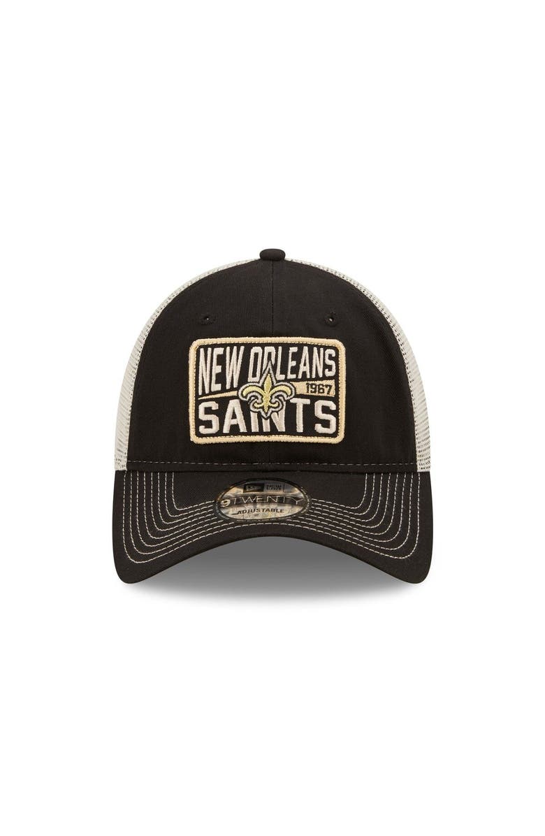 New Era Men's New Era  Black/Natural New Orleans Saints  Devoted Trucker 9TWENTY Snapback Hat, Alternate, color, 