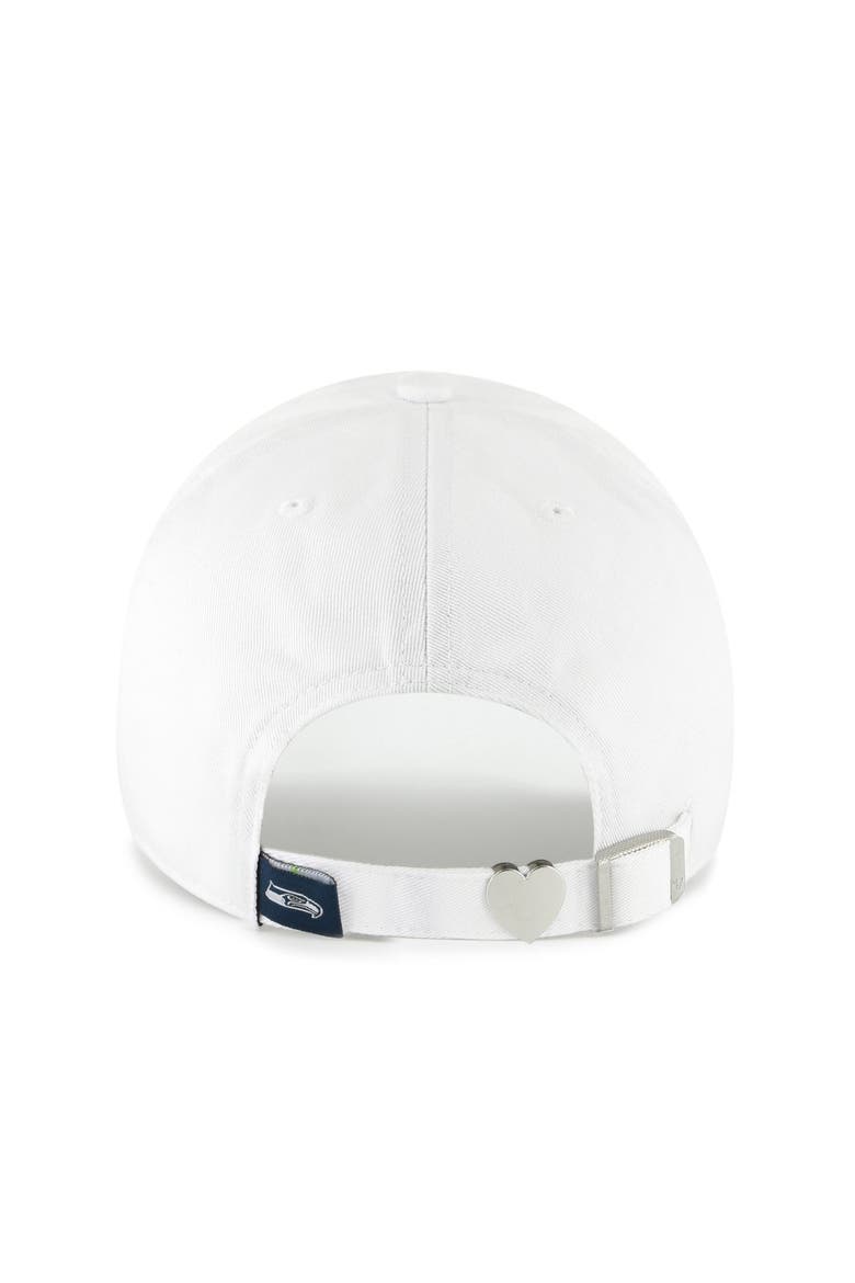 Women's '47  White Seattle Seahawks Trendy Script Clean Up Adjustable Hat, Alternate, color, White