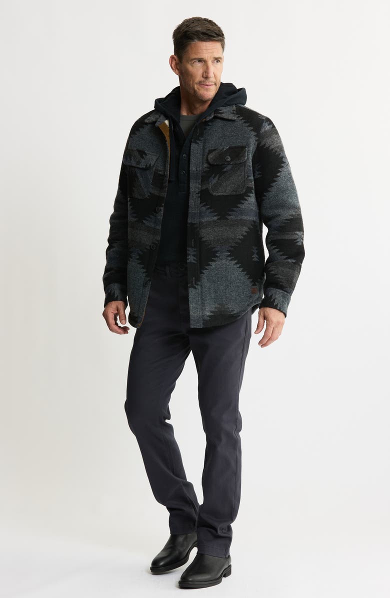 JACHS Geometric Jacquard Faux Shearling Lined Jacket, Alternate, color, Black Azte