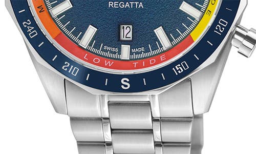 Gv2 Regatta Stainless Steel Swiss Quartz Bracelet Watch, 42mm In Blue/stainless Steel