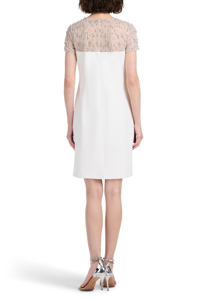 Crystal Illusion Stretch Crepe Cocktail Dress, Alternate, color, IVORY