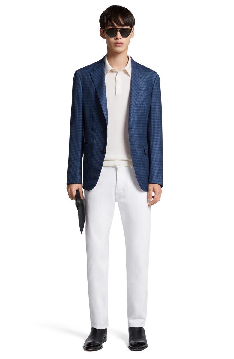 ZEGNA High Blue Check Wool & Silk Sport Coat, Alternate, color,