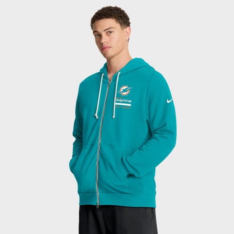 Men's Nike Aqua Miami Dolphins Sideline Standard Issue Utility Player Dri-FIT Full-Zip Hoodie