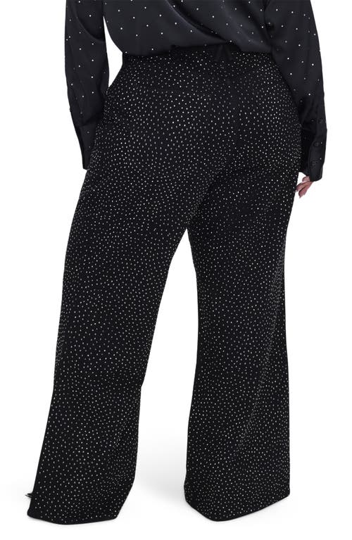 Shop Good American Good Ease Rhinestone Wide Leg Jeans In Black323