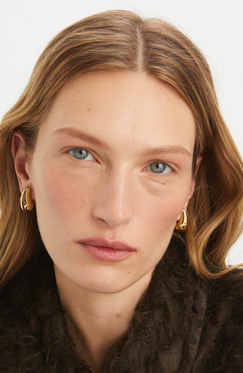 Tory Burch Small Wave Earrings, Alternate, color, Light Brass