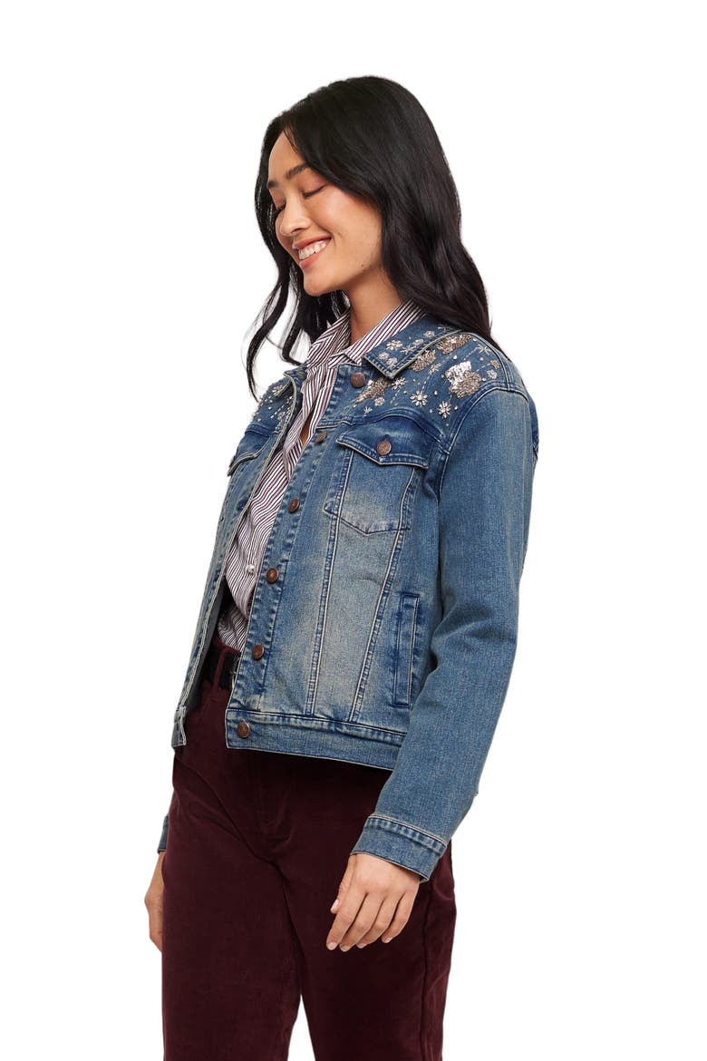 Embellished Denim Jacket, Alternate, color, DENIM