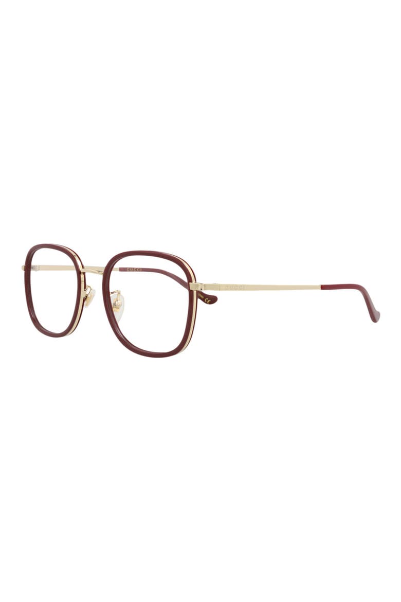 52mm Square Optical Glasses, Alternate, color, RED GOLD TRANSPARENT