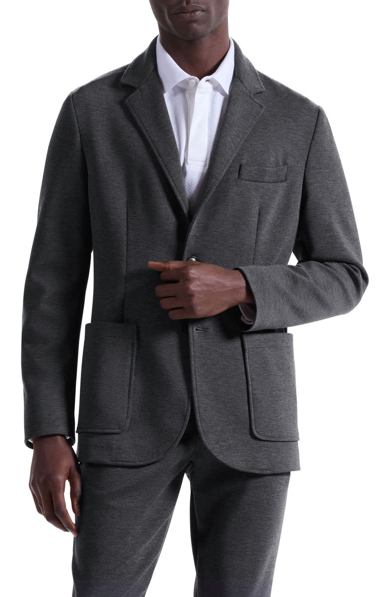 Bugatchi Soft Touch Heathered Grey Knit Blazer, Main, color, Anthracite