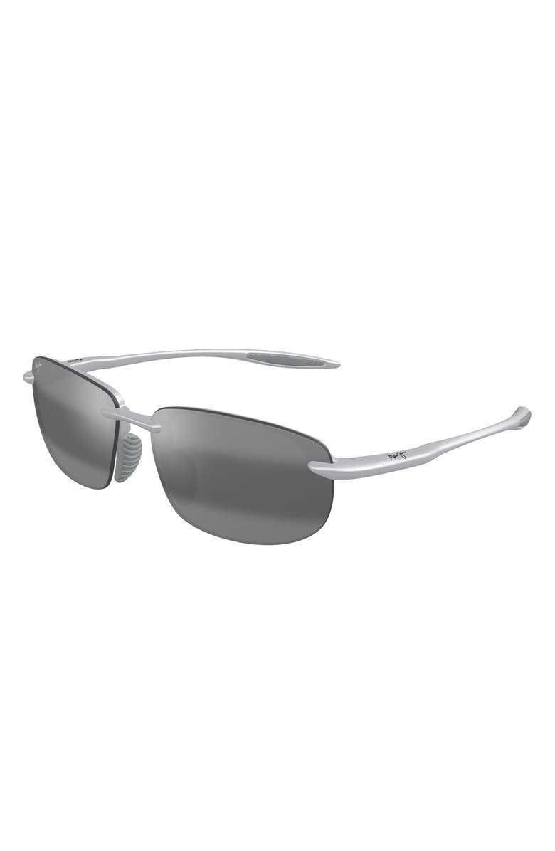 Maui Jim Ho'okipa Ultra Special Fit PolarizedPlus2<sup>®</sup> 60mm Rectangular Sunglasses, Alternate, color, Silver
