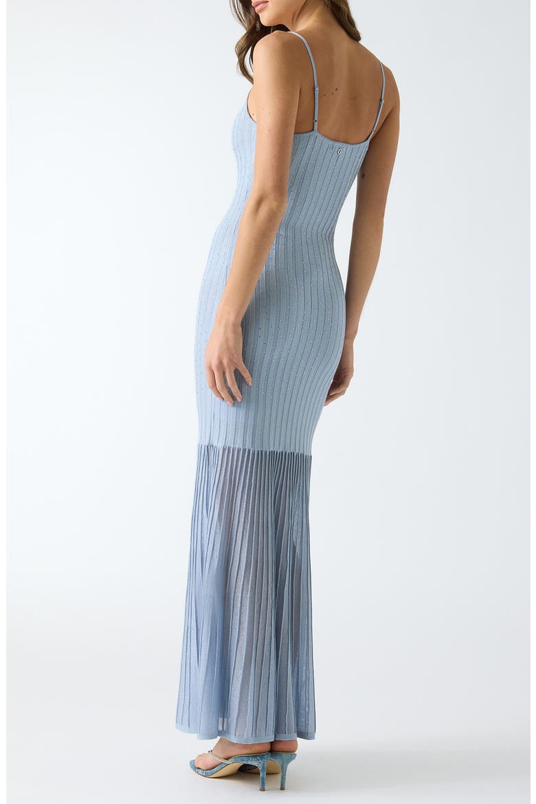 Meena Rib Knit Sheer Skirt Maxi Dress, Alternate, color, BLUE