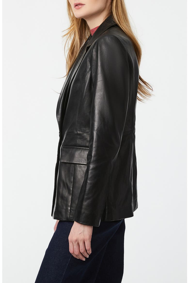 Leather Blazer, Alternate, color, BLACK