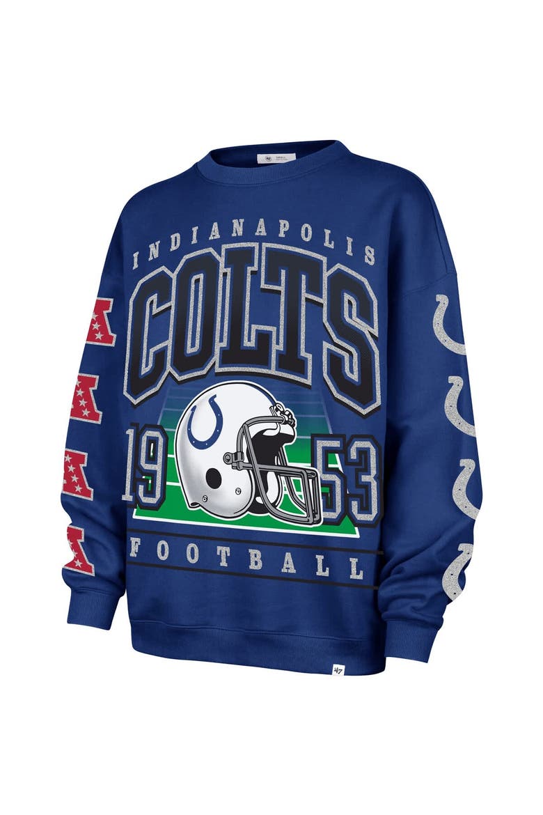 Women's '47  Royal Indianapolis Colts Go Big Oversized Pullover Sweatshirt, Alternate, color, Royal