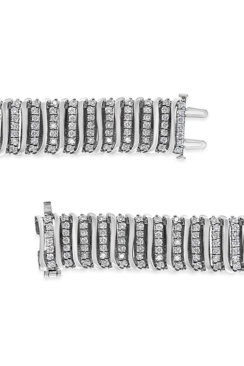 Silver 8 1/2 Ctw Diamond Chevron "S" Curved Link Tennis Bracelet, Alternate, color, White