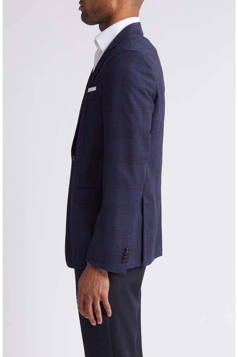 Hutson Slim Fit Plaid Virgin Wool Blazer, Alternate, color, DK BU
