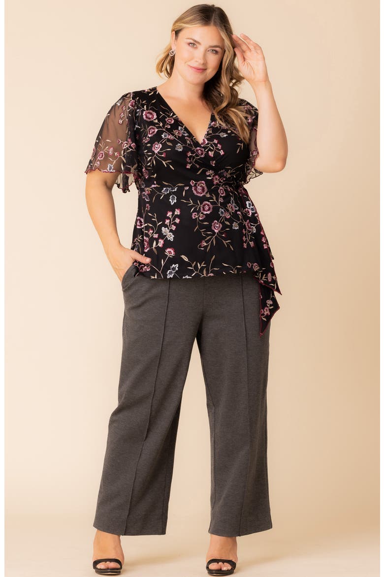 High Waist Wide Leg Ponte Pants, Alternate, color, CHARCOAL GREY