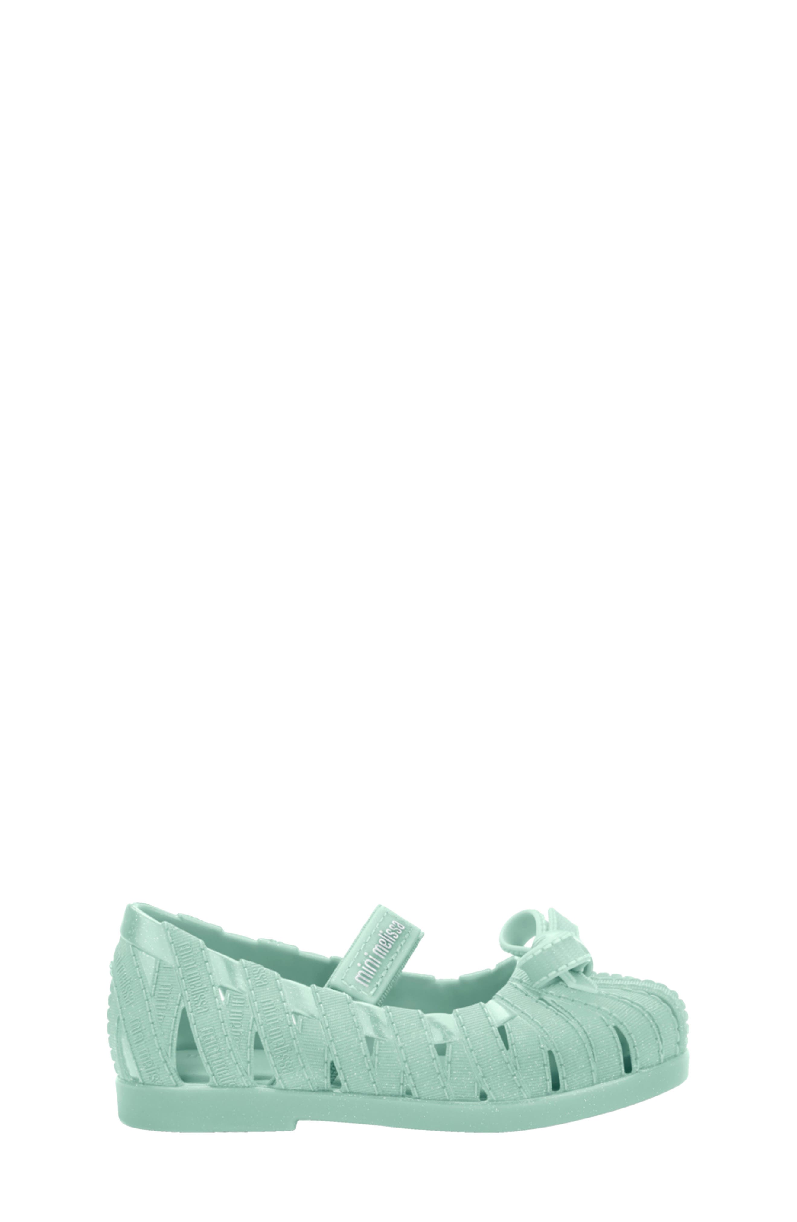 Mini Melissa M Lover Ballerina Flat, Alternate, color, Glitter Green