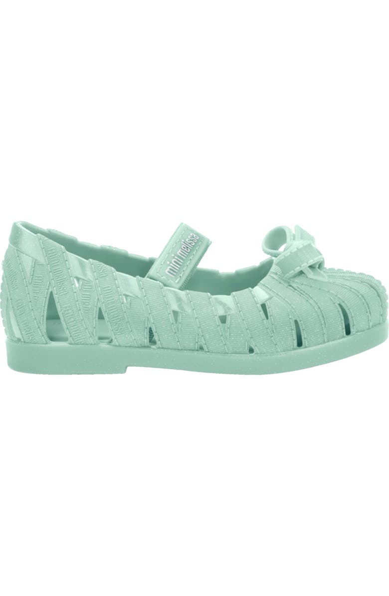 Mini Melissa M Lover Ballerina Flat, Alternate, color, Glitter Green
