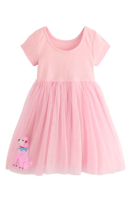 Shop Mini Boden Kids' Pets Appliqué Jersey & Tulle Party Dress In Chalk Pink Circus Pets