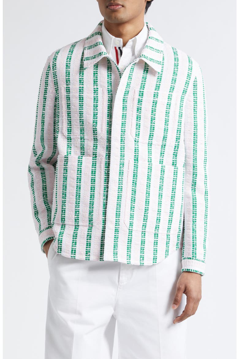 Stripe Utility Shirt Jacket, Main, color, LIGHT PINK