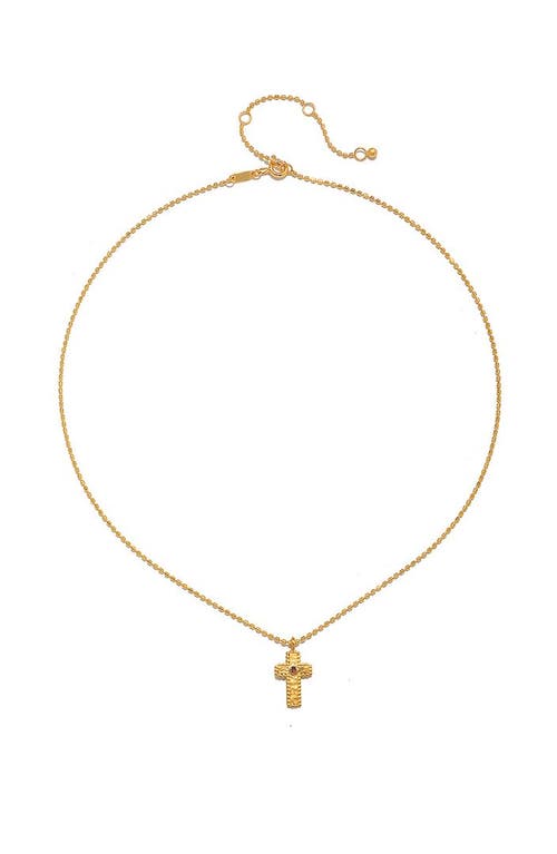 Satya Jewelry Unwavering Faith Garnet Cross Necklace In Gold