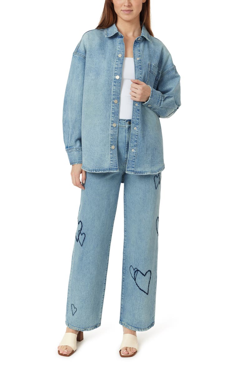 Habitual Hearted Denim Shirt Jacket, Alternate, color, Aire