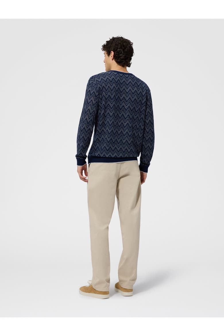Crew-neck Cashmere Pullover With Zigzag Pattern, Alternate, color, Navy Blue