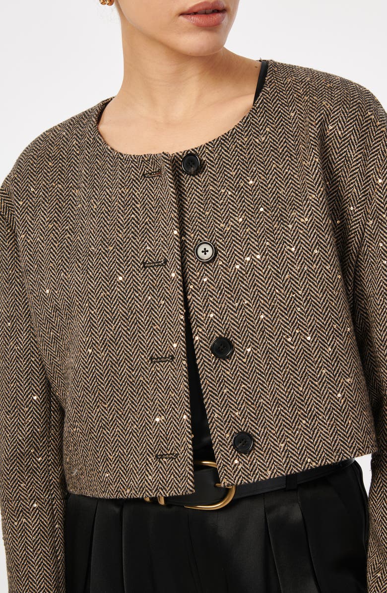 CAMI NYC Serrano Sequin Wool Blend Herringbone Crop Jacket, Main, color, 