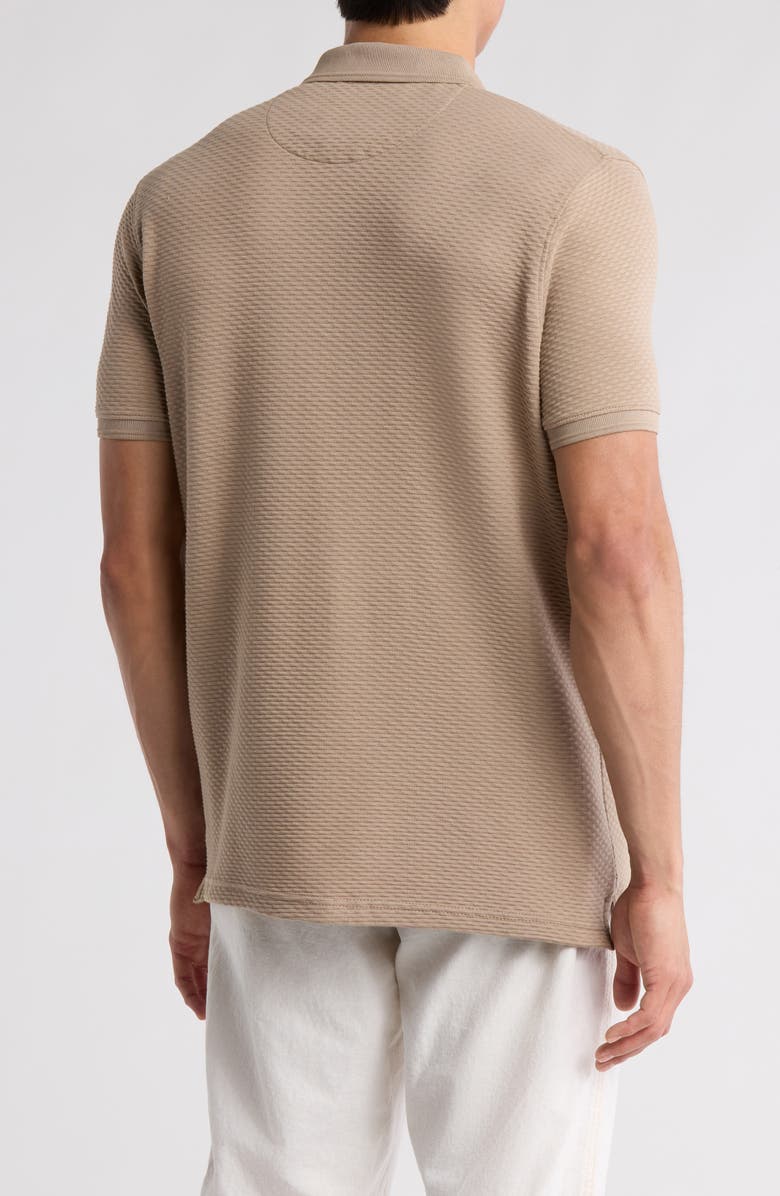 DENIM AND FLOWER Textured Quarter Zip Polo, Alternate, color, Taupe