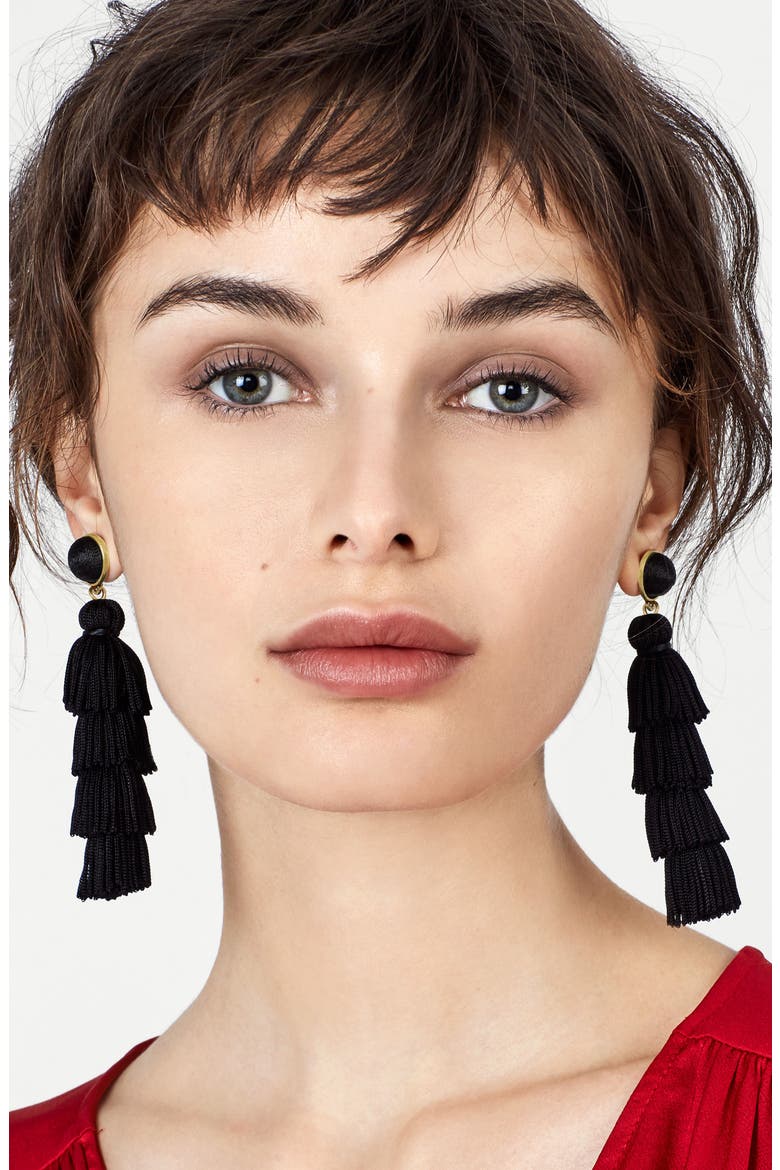 Taylor Tassel Drop Earrings, Alternate, color, BLACK