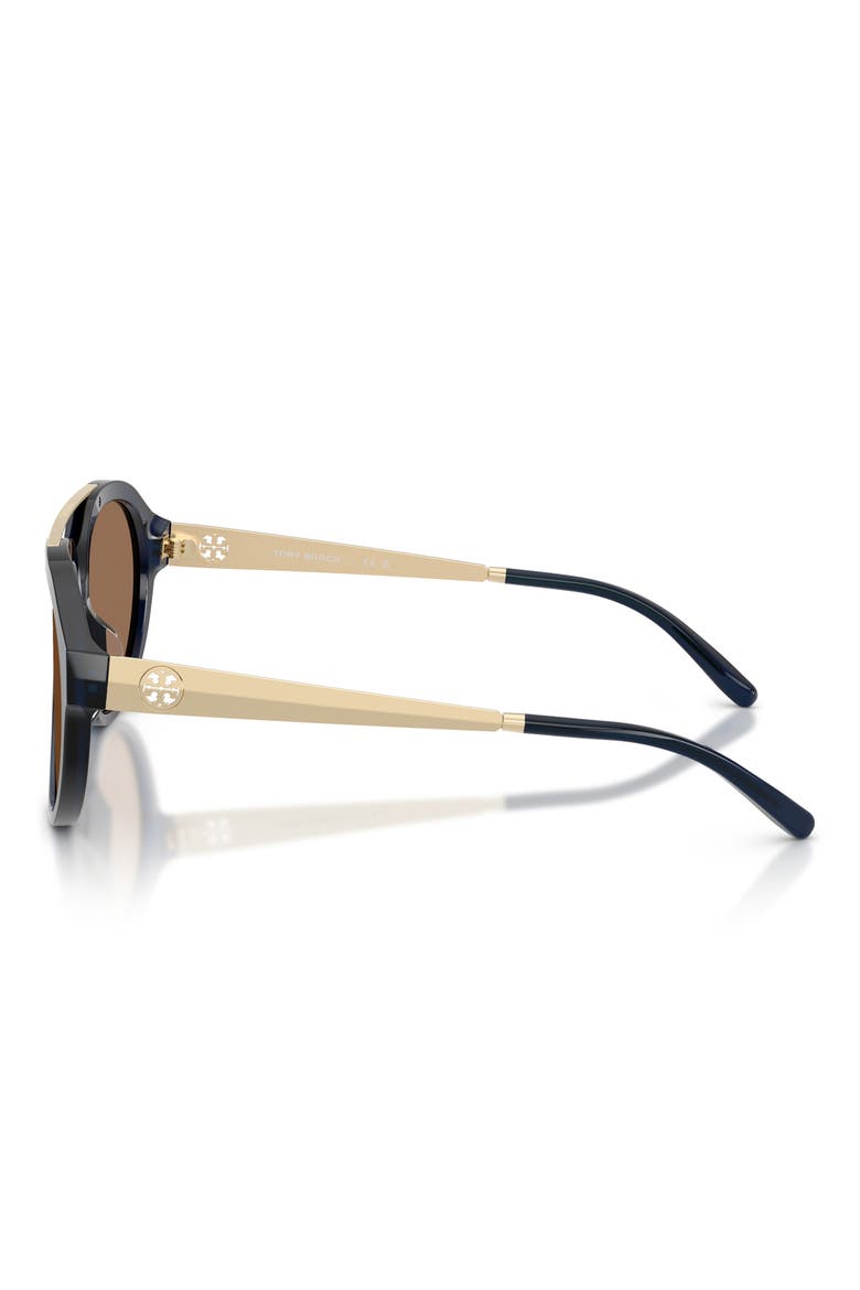 56mm Pilot Sunglasses, Alternate, color, DARK BLUE / DARK BROWN