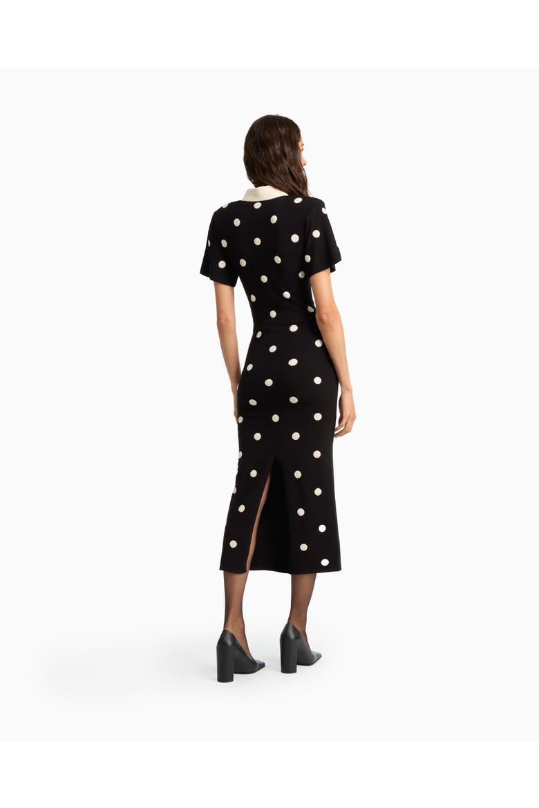 Devon polka dot midi dress in noir, Alternate, color, Black