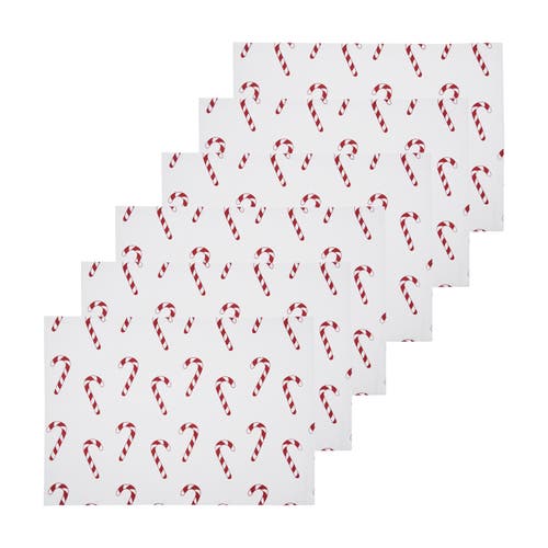 C & F Home C&f Home Candy Cane Wishes Placemats Set Of 6, 14" X 20" In White