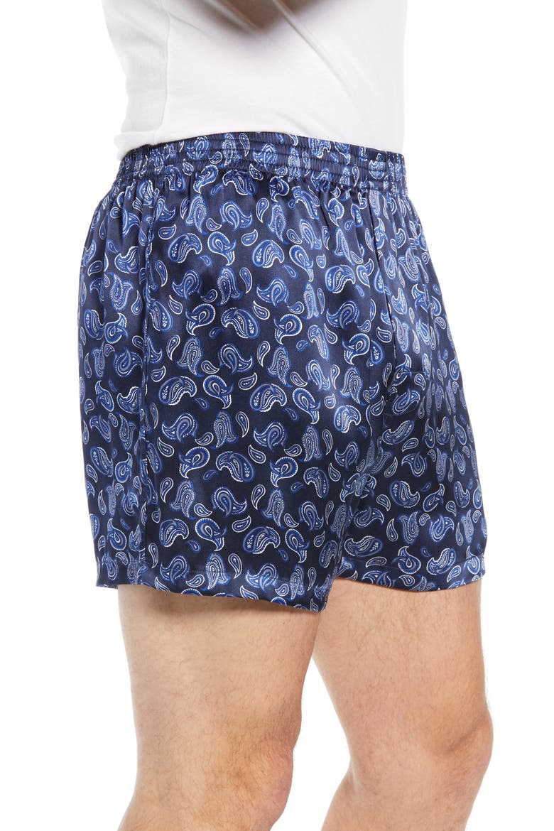 Sapphire Silk Boxers, Alternate, color, NAVY PAISLEY