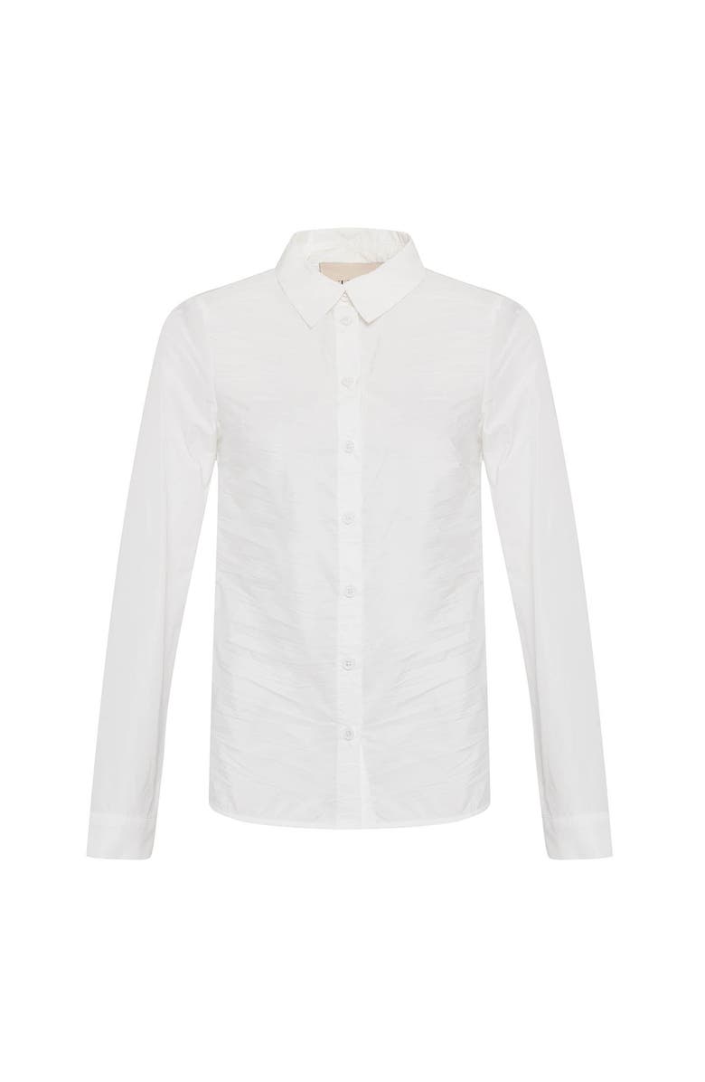 THEO The Label Theia Crushed Taffeta Shirt, Main, color, Coconut Milk