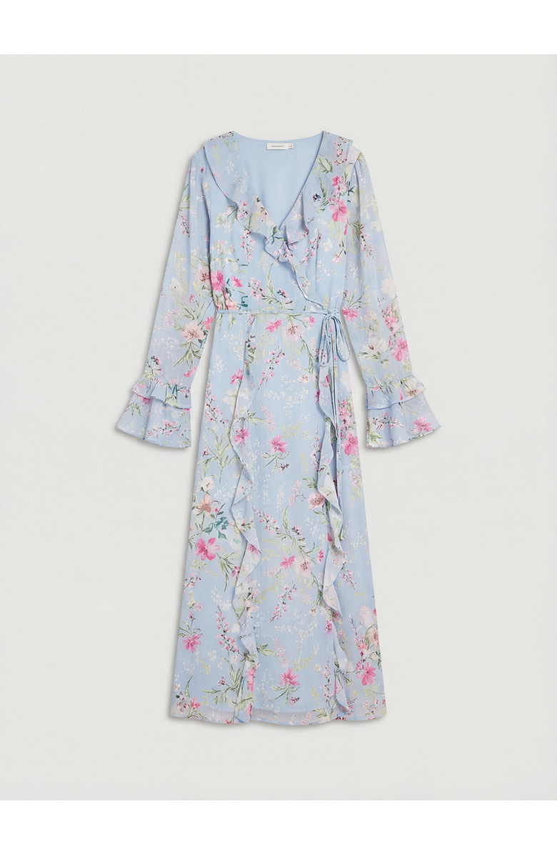 Wallis Floral Ruffle Belted Midaxi Dress, Alternate, color, Blue