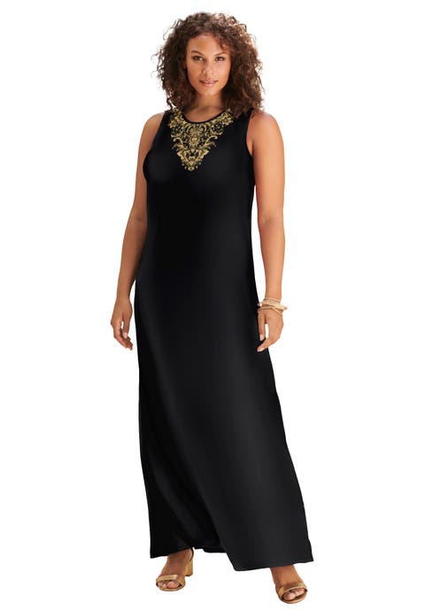 Plus Size Sleeveless Crew Neck Maxi Dress