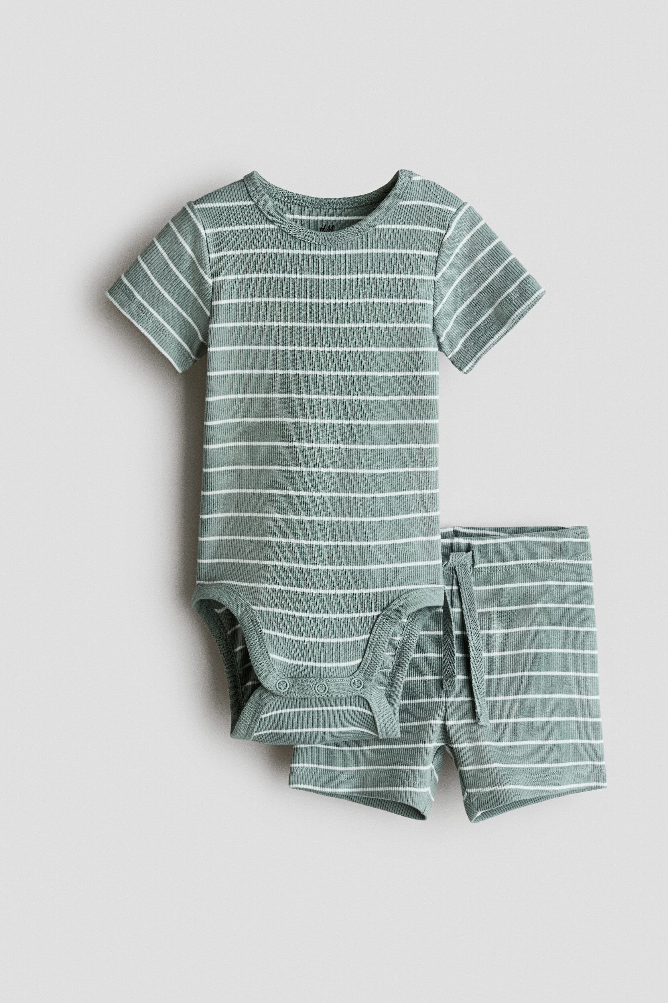 selected Dusty green/white striped