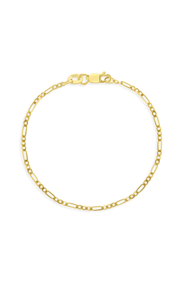 14k Figaro Chain Link Bracelet, Alternate, color, Gold