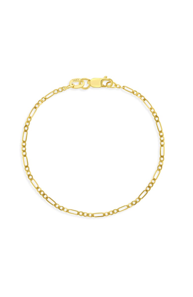 In Season Jewelry 14k Figaro Chain Link Bracelet, Alternate, color, Gold
