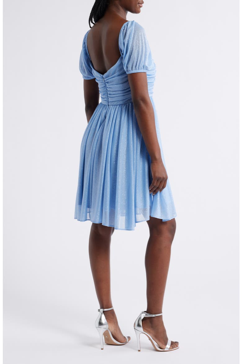 Glitter Puff Sleeve Cocktail Minidress, Alternate, color, LIGHT BLUE