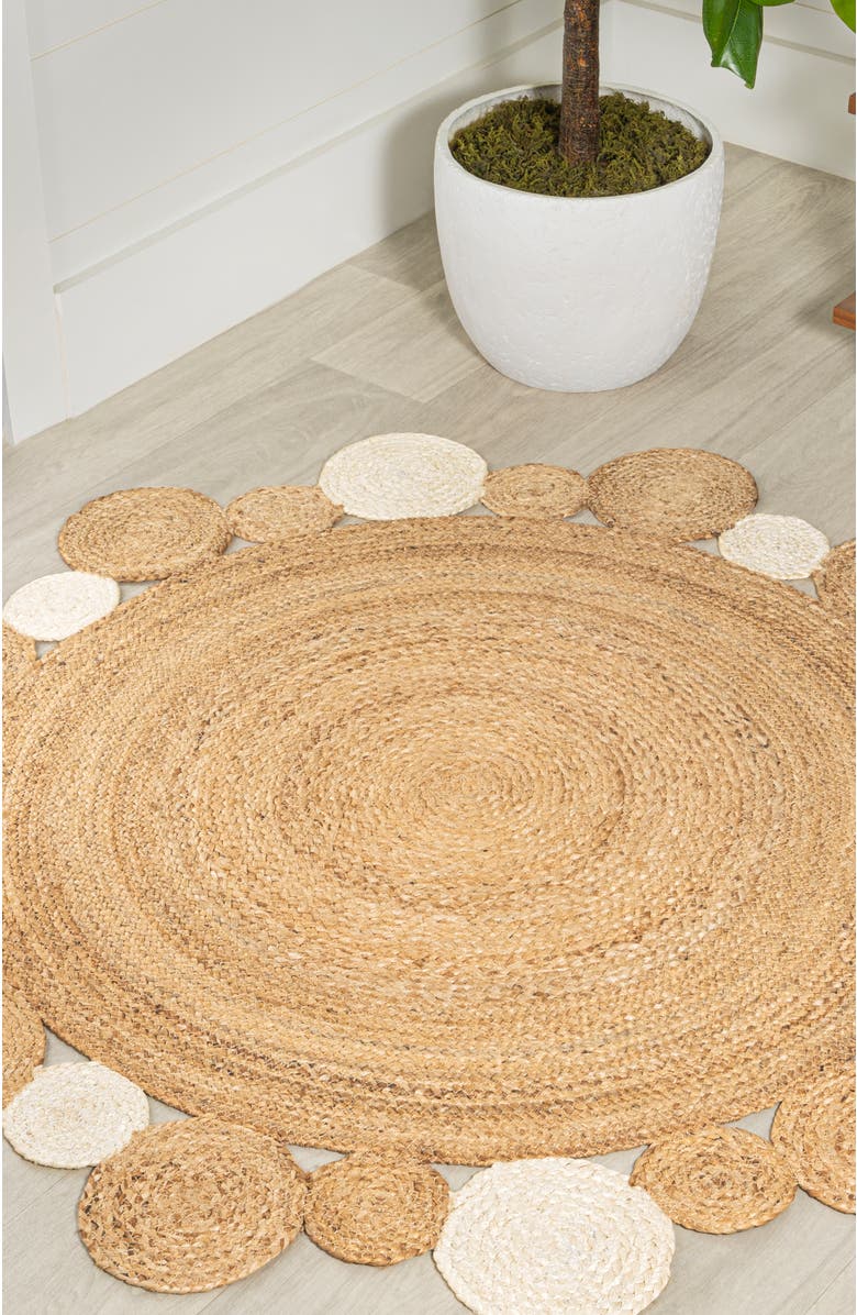 JONATHAN Y Ayana Two-Tone Jute Hippy Circle Round Area Rug, Alternate, color, Natural/Cream