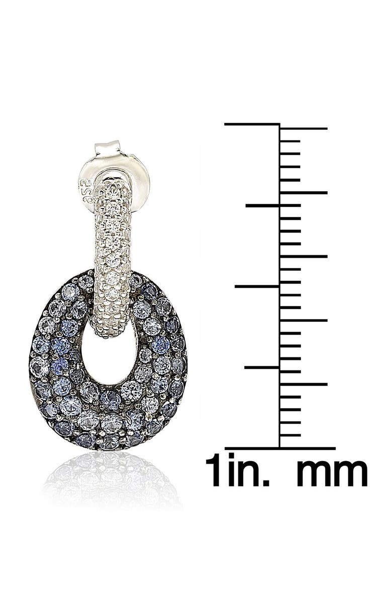 SUZY LEVIAN Sterling Silver Blue & White Sapphire and Diamond Accent Double Oval Dangle Earrings - 0.02 ctw, Alternate, color, Blue