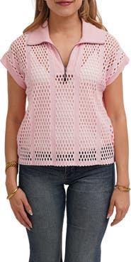 CYRUS Open Stitch Knit Quarter Zip Top