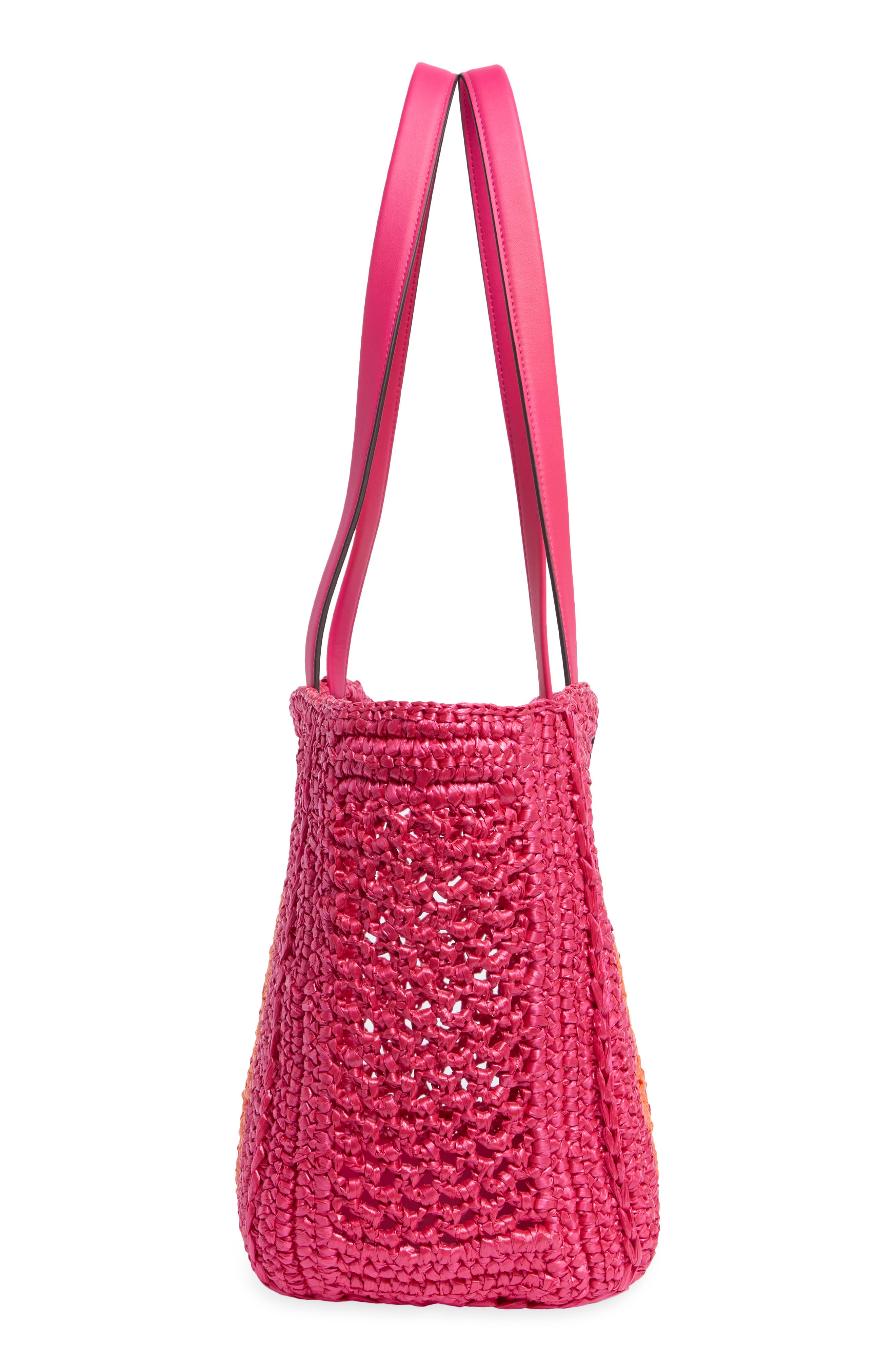 eden stripe crochet tote & pouch, Alternate, color, PINK MULTI