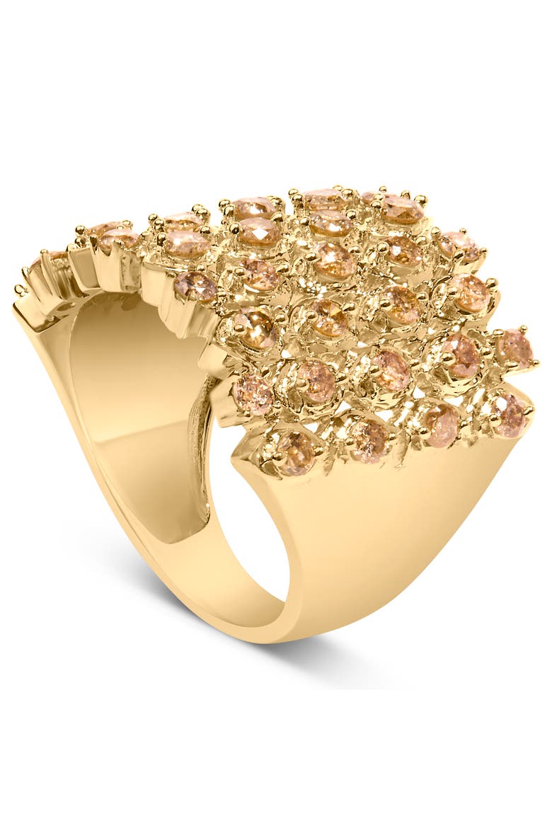10K Yellow Gold 2.0 Cttw Brown Diamond Mesh Link Cocktail Ring, Alternate, color, Yellow Gold