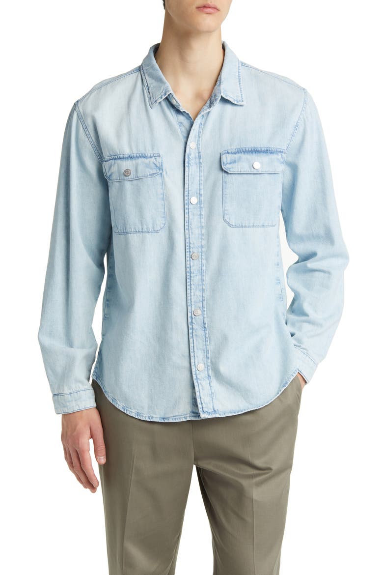 Denim Button-Up Shirt, Main, color, SUNBLEACHED