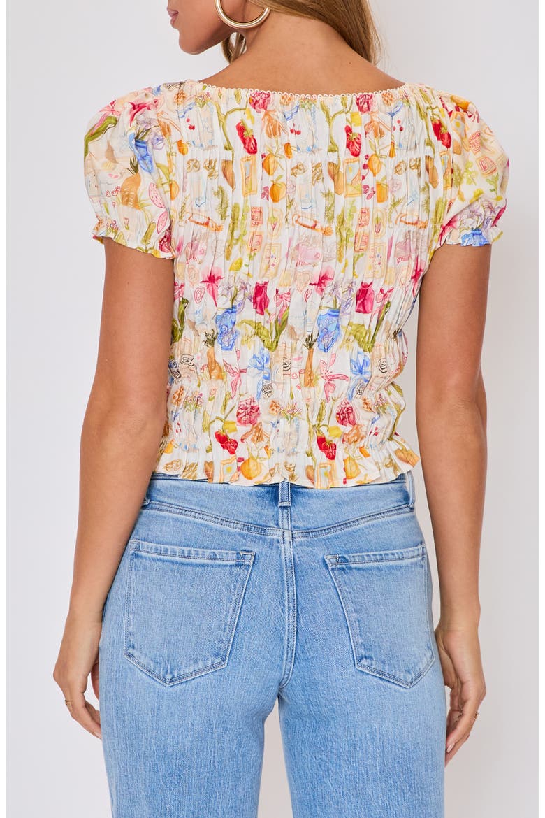 Eliza Floral Smocked Cotton Top, Alternate, color, CREAM MULTI