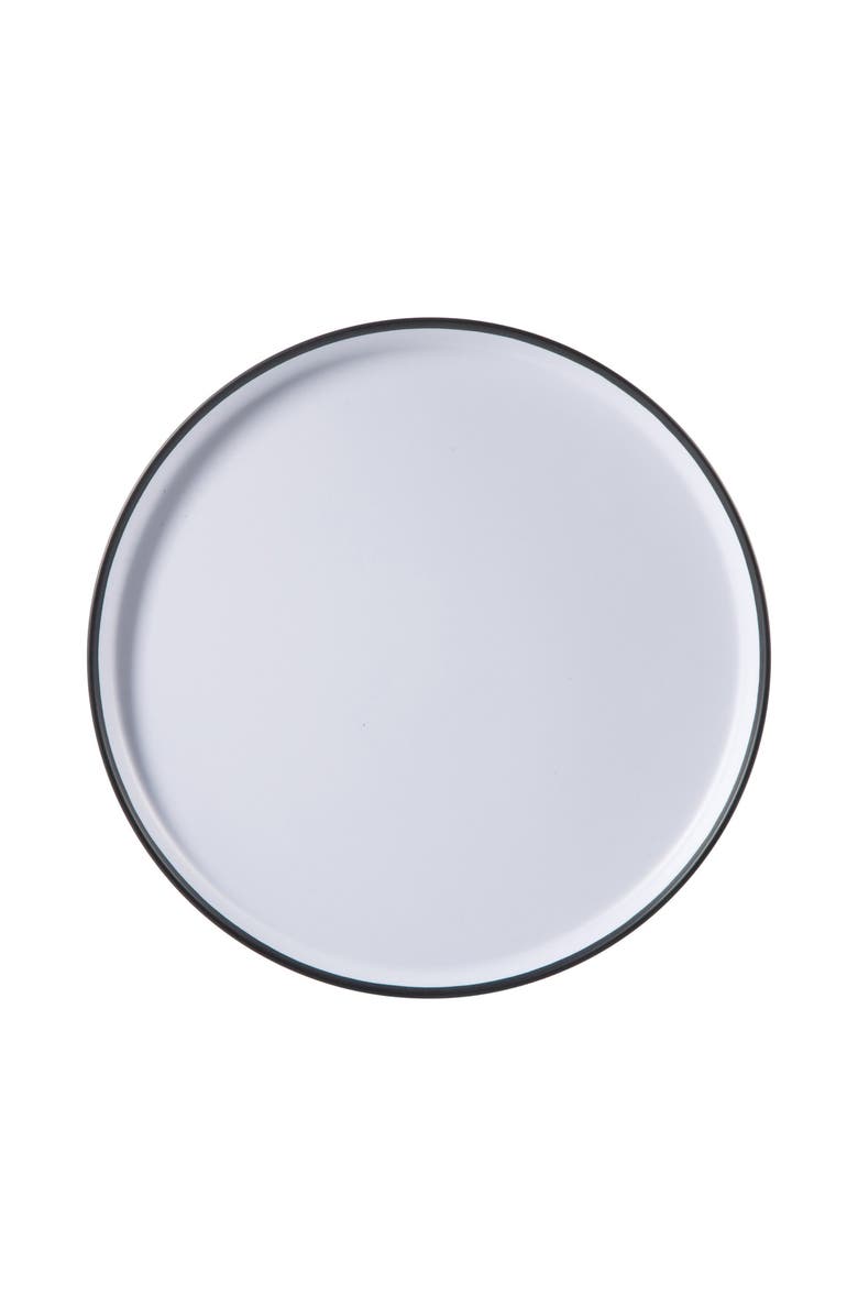 Gibson Home Folsom Shores 12 Piece Melamine Dinnerware Set  w/ Black Rim, Alternate, color, White